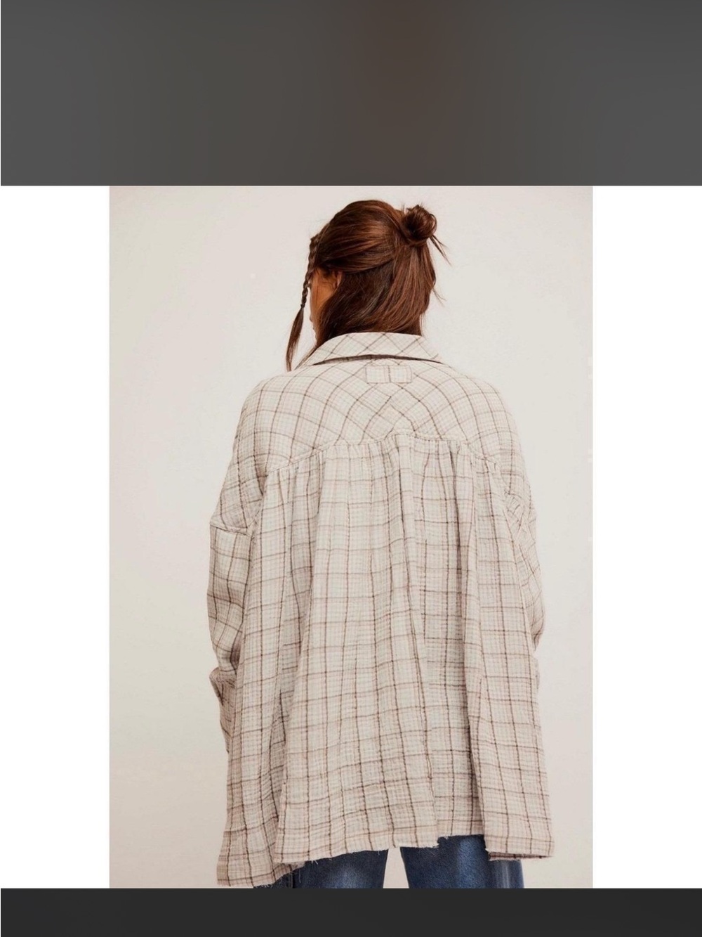 We The Free Cream Plaid Button-Down Shirt Jacket